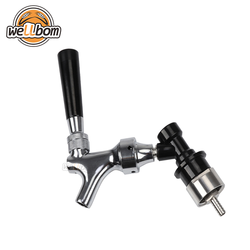 New Polished Chrome Beer Tap Faucet with ball lock Quick Disconnect and Stainless Carbonation Cap Home Brew